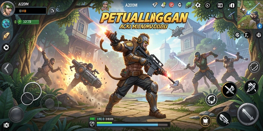 Screenshot utama A200M menunjukkan aksi seru dalam gameplay.