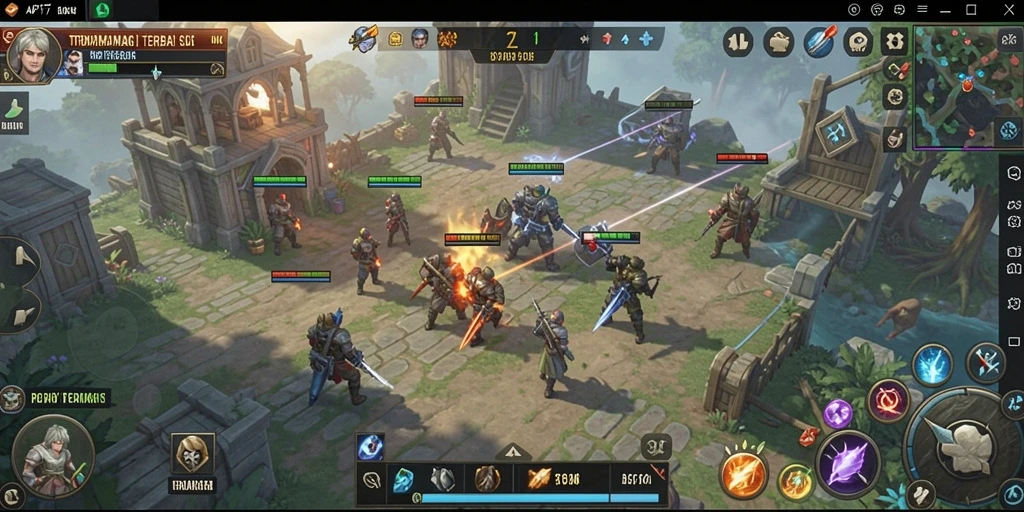 Tampilan aksi strategis dalam gameplay API77.