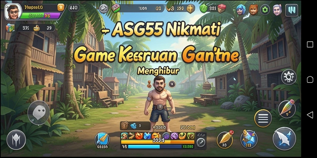 Tampilan gameplay ASG55 yang ceria dan penuh warna.