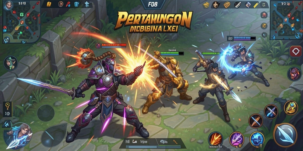 Tampilan gameplay menarik dari FO8 dalam pertempuran MOBA.