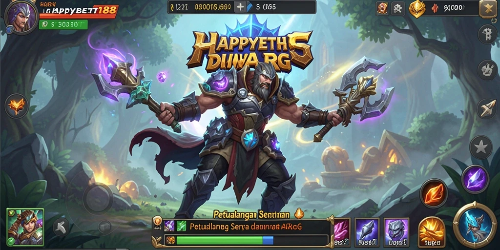 Screenshot gameplay ARPG yang menampilkan pertarungan seru di <strong>HAPPYBET188</strong>