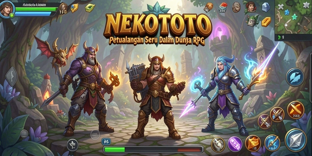 Screenshot gameplay NEKOTOTO yang menampilkan pertarungan seru dan karakter utama.
