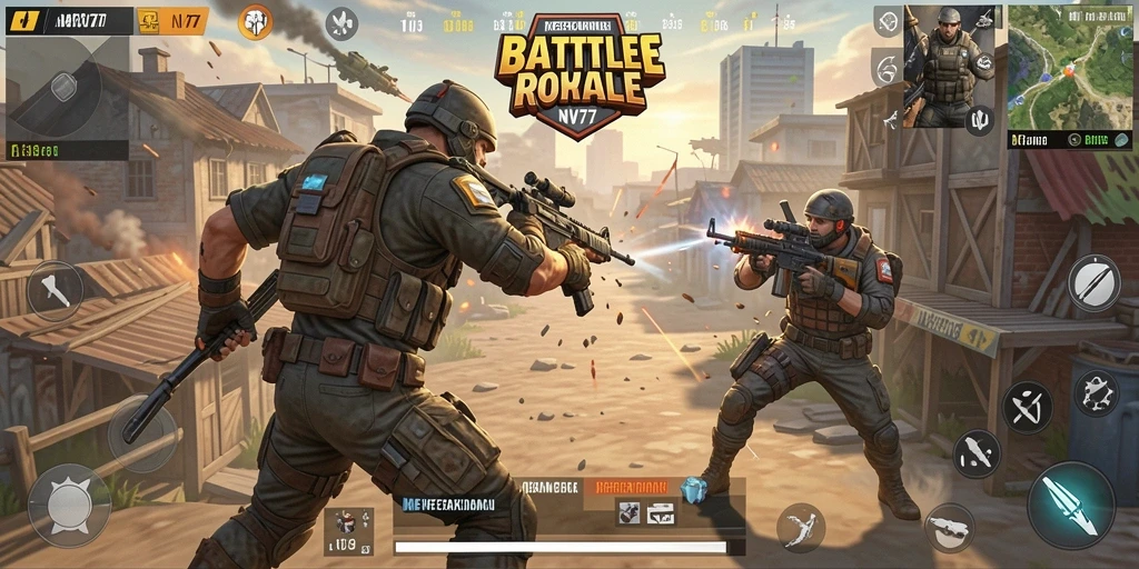 Gameplay seru NV77 dalam pertarungan Battle Royale.