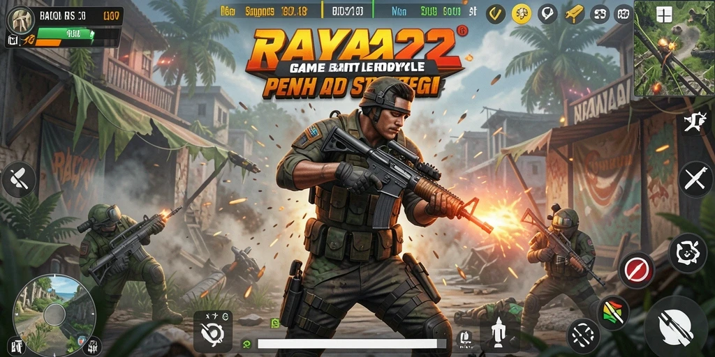 Tampilan menarik dari gameplay RAYA22 dalam pertempuran Battle Royale.
