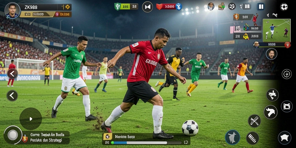 Tangkapan layar menggambarkan aksi sepak bola yang penuh semangat.