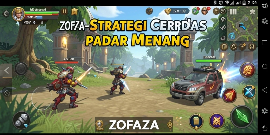 Tampilan seru gameplay strategi dalam ZOFAZA yang menantang.